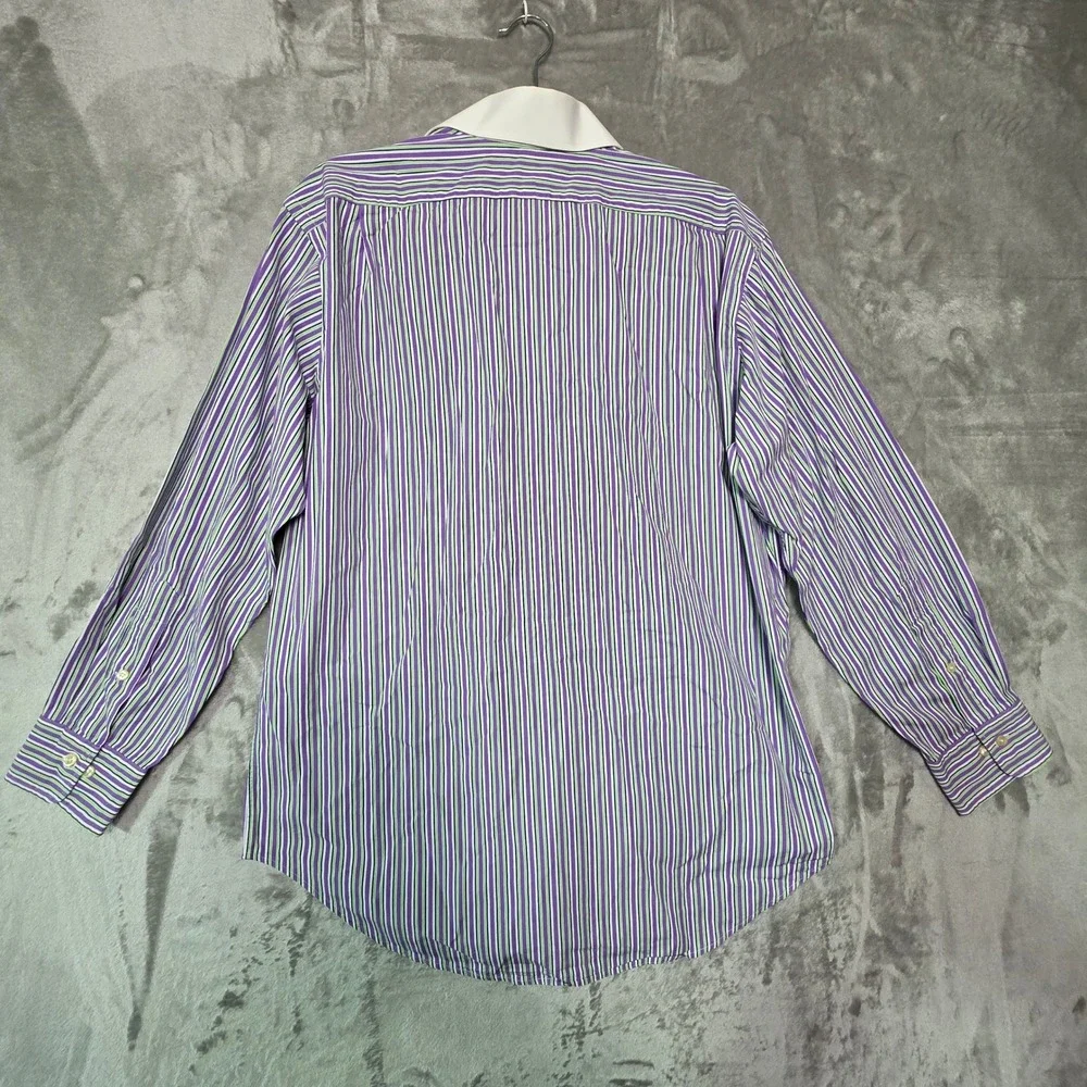 Polo Ralph Lauren Regent Classic Fit Mens Shirt 16 32/33 Purple Green Stripe